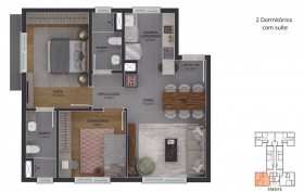 2 dormit�rios (com su�te)