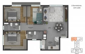 3 dormit�rios (com su�te)