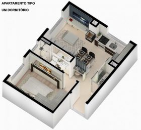 Perspectiva, apartamento de 1 dormitrio